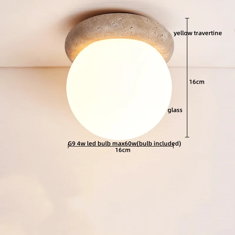 Axyaa Acryl Travertine LED Ceiling Light - Natural Stone Modern Ceiling Lamp