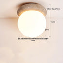 Axyaa Yellow Travertine Glass Stone LED Ceiling Lamp for Nordic Modern Indoor Lighting Decor.