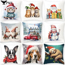 Christmas Cartoon Animal Printed Pillowcase by Axyaa: Decorative Throw Cover for Sofa, Living Room, Cushion