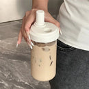 Axyaa Bubble Tea Portable Straw Cup -  Large Capacity, Heat Resistant Transparent Bottle