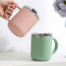 Axyaa Stainless Steel Double-Layer Water Cup with Lid for Home & Office