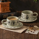 Axyaa Stoneware Latte Mug Set Cup & Saucer Japanese Style Ceramic Beverage