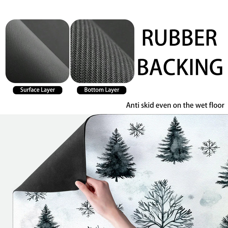 Axyaa Christmas Silhouette Drying Mat: Non-Slip Absorbent Kitchen Counter Mat