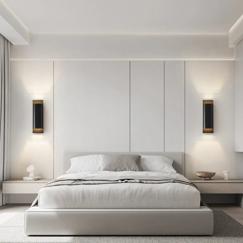 Axyaa Modern Brass LED Wall Lamp Gold Black Body Minimalist Lighting Sconce