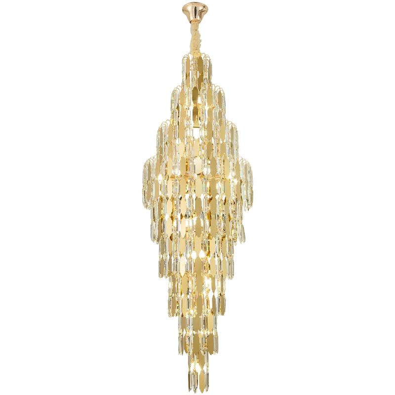 Axyaa Rotating Staircase Crystal Chandelier - Modern Duplex Design