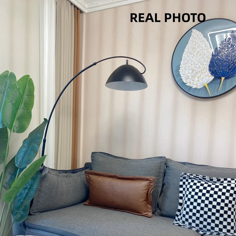 Axyaa Matte Black Fishing Floor Lamp for Luxury Living Room Lighting