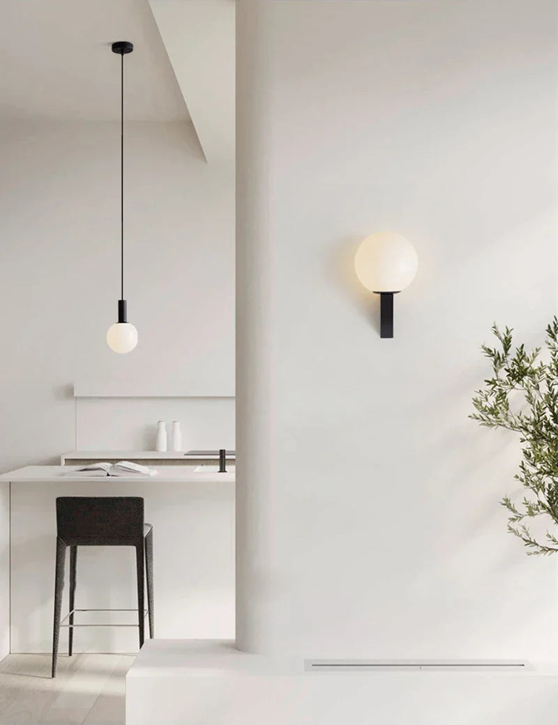 Axyaa Nordic Design Black White Pendant Lights - Modern Minimalist Wall Lamp with LED G9 Bulb