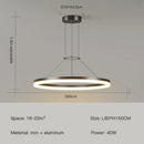 Axyaa Modern Black White Rings LED Pendant Chandelier for Living Room Bedroom Dining Kitchen
