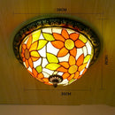 Axyaa Pastoral Glass Ceiling Lamp - European Style Colorful Round Fixture