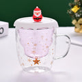 Axyaa 300ml Christmas Double Wall Glass Cup with Silicone Lid