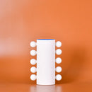Axyaa Abstract Geometry Ceramic Vase Embossed White Beads Home Decor Gift