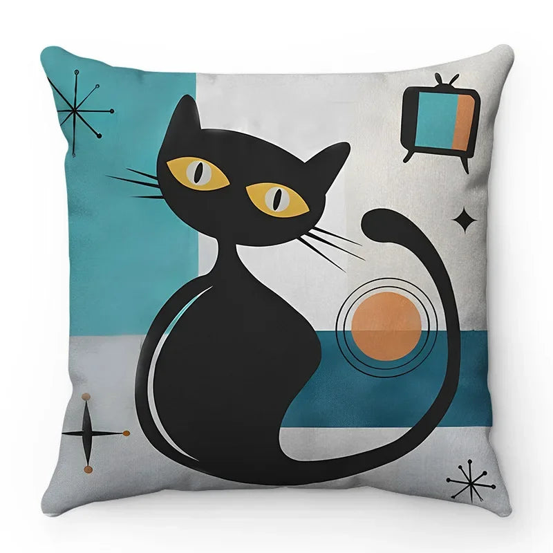 Axyaa Cartoon Cat Pattern Sofa Cushion Covers - Lovely Animal Pillowcase