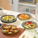 Axyaa Ceramic Shallow Plate, Nordic Retro Design, Round Salad and Steak Plate