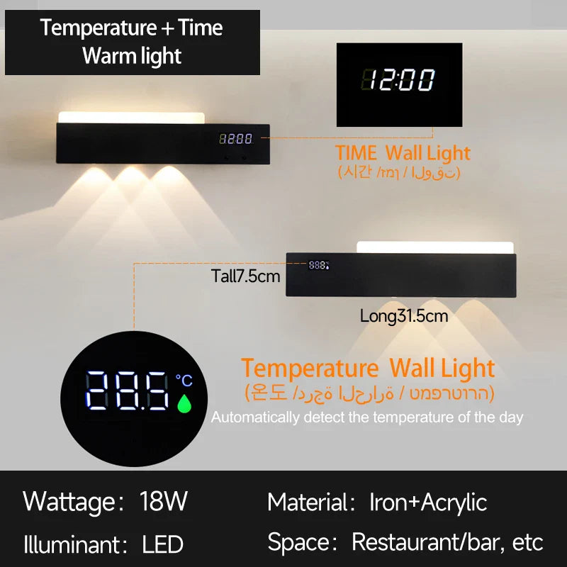 Axyaa Smart Indoor Wall Light with Digital Time Display for Home Decor
