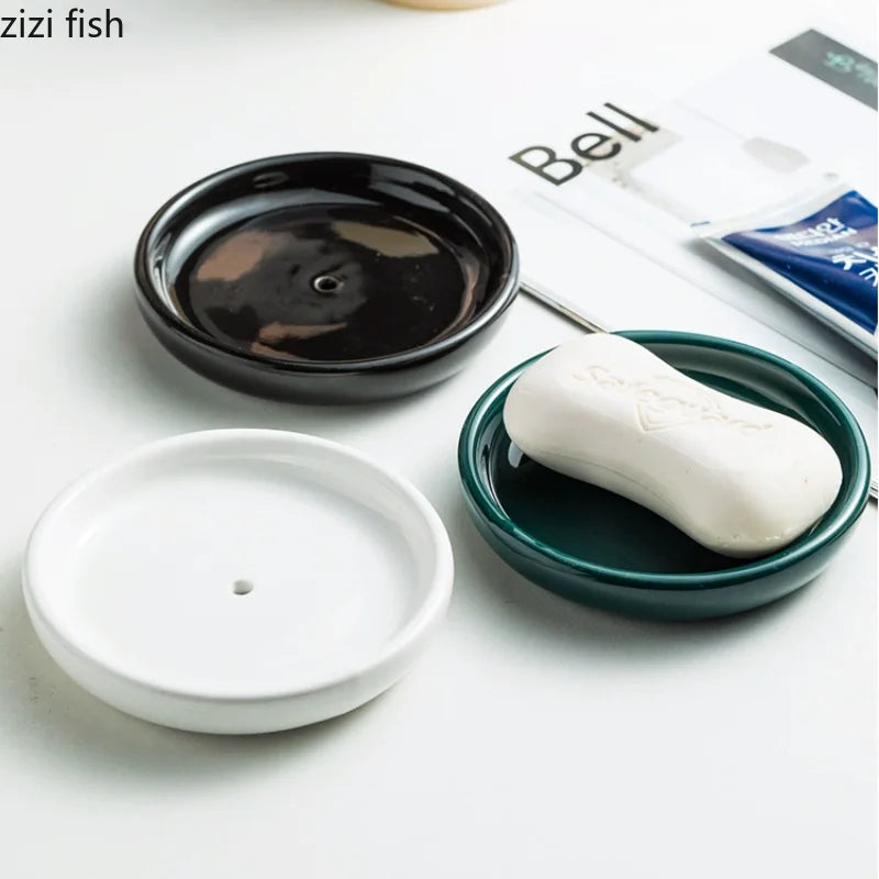 Axya Marbled Ceramic Soap Dish with Drain Holes for Bathroom Storage
