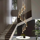 Black Stair Chandelier by Axyaa: Modern Duplex Interior LED Ceiling Light for Living & Dining Rooms
