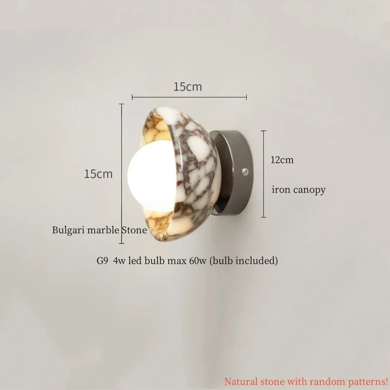 Axyaa Marble LED Wall Lamps - Nordic Minimalism for Bedroom, Bathroom, Living Room