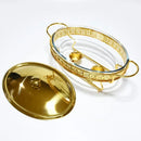 Axya Luxury Golden Oval Chafing Dish Set - Stainless Steel & Glass Serving Dish