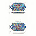 Axyaa Ceramic Fish Dish with Handle: Bohemian Style Rectangular Dining Tray, 12.8-inch