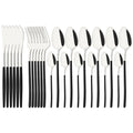 Axyaa 24-Piece Stainless Steel Dinnerware Set White Silver Flatware Tableware Kit