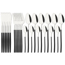 Axyaa 24-Piece Stainless Steel Dinnerware Set White Silver Flatware Tableware Kit