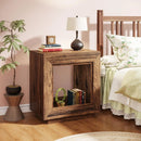 Rustic Wood 2-Tier End Table with Storage Shelf, Industrial Square Side Table by Axyaa