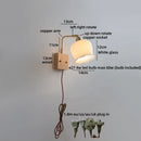 Axyaa Gold Brass Glass LED Wall Sconce Pull Chain Switch Wandleuchte