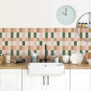 Axyaa Retro Pink&Green Vinyl Tile Backsplash Panel for Kitchen, Bathroom, Stairs
