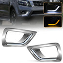Axyaa Car LED DRL Turn Signal Daytime Running Lights for Nissan Navara NP300 2015-2019