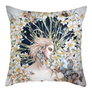 Axyaa Abstract Flower Girl Pillow Cover 45x45cm for Home Sofa Decoration