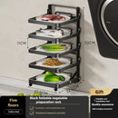 Axyaa Kitchen Foldable Side Dish Rack | Expandable Microwave Shelf & Tray Organizer