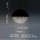 Axyaa Luxury Crystal Chandelier Black White LED Round Light for Living Dining Room