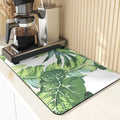 Axyaa Leaves Print Silicone Placemats - Absorbent Kitchen Dish Mat