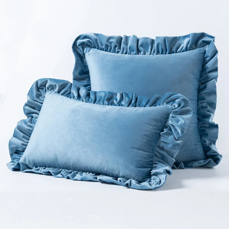 Axyaa Velvet Ruffle Cushion Cover for Home Decor 30x50/45/50cm