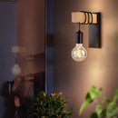 Axyaa Retro Wood Wall Sconce Lamp E27 Indoor Bedroom Lighting Vintage Fixture