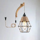 Axyaa Minimalist Wood and Rope Wall Light with Switch for Dining Bar Bedroom
