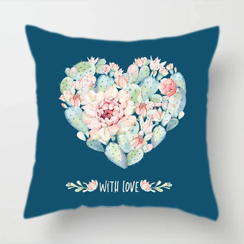 Axyaa Watercolor Cactus Flower Pillow Case 45x45cm