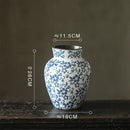 Axyaa Blue White Ceramic Vase Flower Arrangement Desktop Decorative Hydroponic Dried Flower Glass Vase