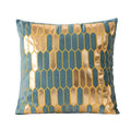 Axyaa Gold Embroidered Dutch Velvet Pillowcase - Geometric Abstract Design