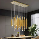 Axyaa Modern Duplex Villa LED Chandelier: Golden Tube Chandelier for Stylish Living Spaces