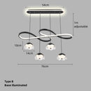 Axyaa Nordic Glass LED Pendant Lights for Living Dining Bedroom, Long Strip Chandelier Luminaires
