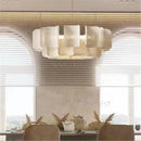 Axyaa White Acrylic LED Chandelier Minimalist Hanging Light Fixture for Bedroom, Dining, Living Room