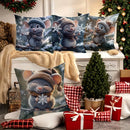 Axyaa Christmas Mice Snowflake Branches Pattern Cushion Cover for Sofa Bedroom Car