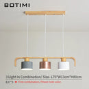 Axyaa Metal LED Pendant Lights with Wood Lampshade for Dining and Kitchen