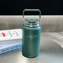 Axyaa Stainless Steel Vacuum Flask Insulated Cup with Handle, Straw, Cold&Hot Thermos Mug.
