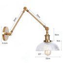 Axyaa Glass Arm Wall Lamp Retro Reading Light Black Gold Industrial Led Wall Fixture