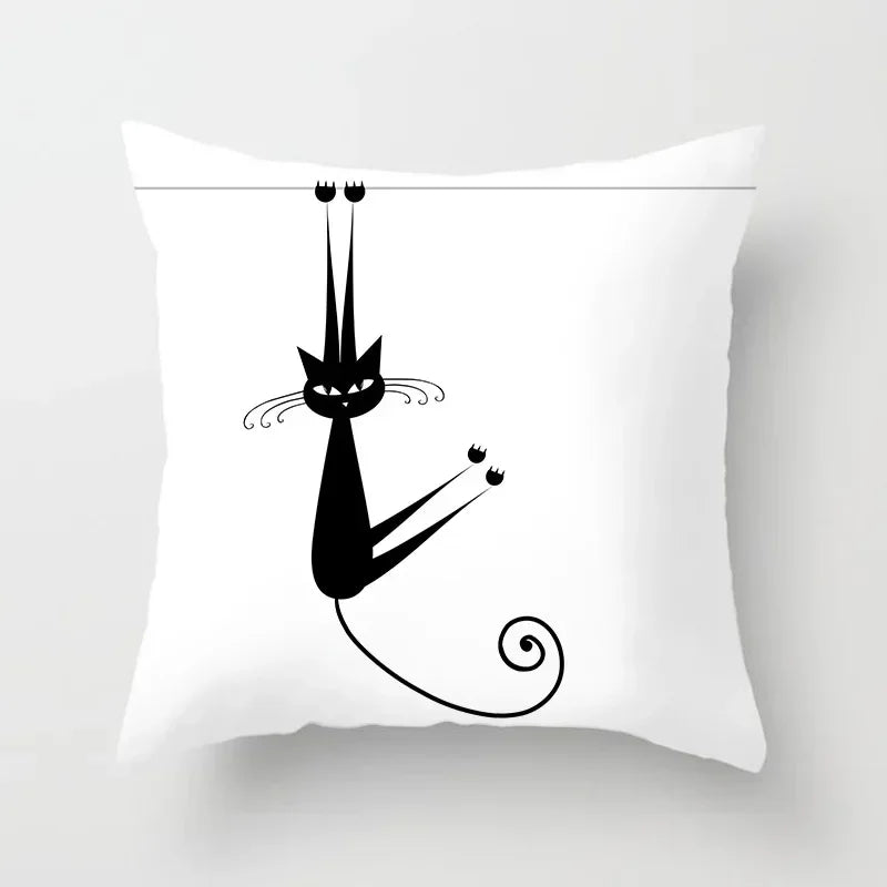 Axyaa Cartoon Black Cat Cushion Cover 45*45cm