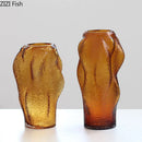 Axyaa Brown Wrinkle Glass Vase Floral Vases Modern Home Desk Decor