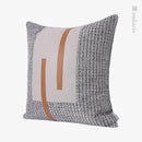 Axyaa Light Luxury Orange Gray Leather Stitching Square Pillow