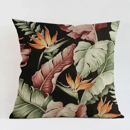 Axyaa Tropical Plant Leaves Cushion Cover for Home Decor